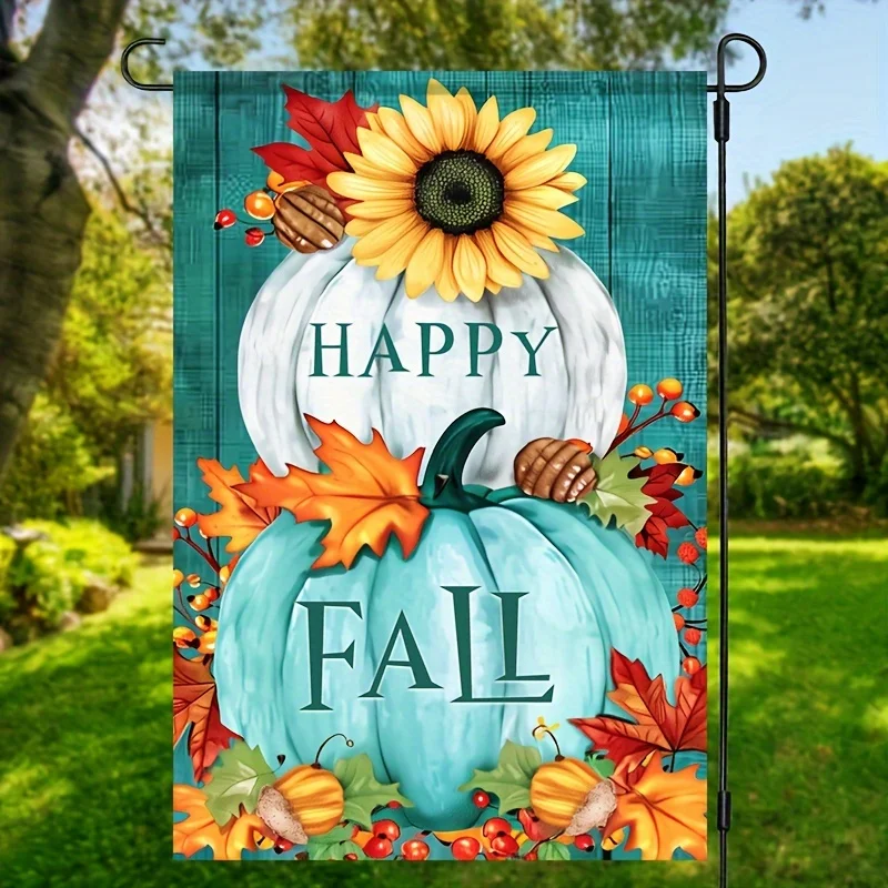 Autumn Bliss Garden Flag with Pumpkins Sunflowers Maple Leaves Design Perfect for Fall Game Day Farmhouse Decor No Pole Included