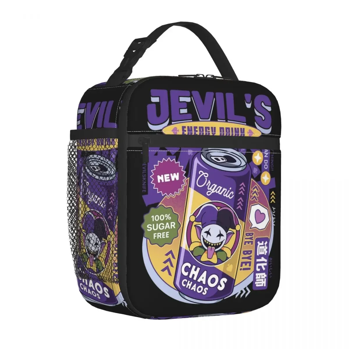 

Fashion multi-functional handbagInsulated Lunch Tote Bag Deltarune Jevil Energy Drink Accessories Food Box Unique Design Cooler