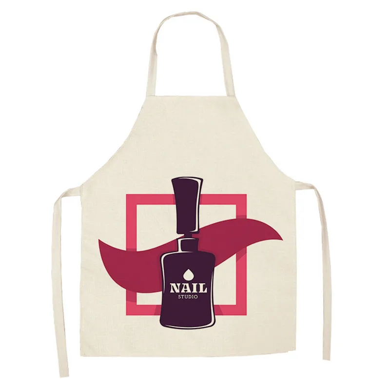 Nail Polish Themed Printed Apron Unisex Dinner Bib Kitchen Cooking Baking Apron Cleaning Accessories