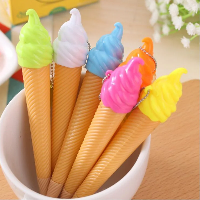 6 Piece Cute Ice Cream Rhinestone Candy Gel Pen Stationery