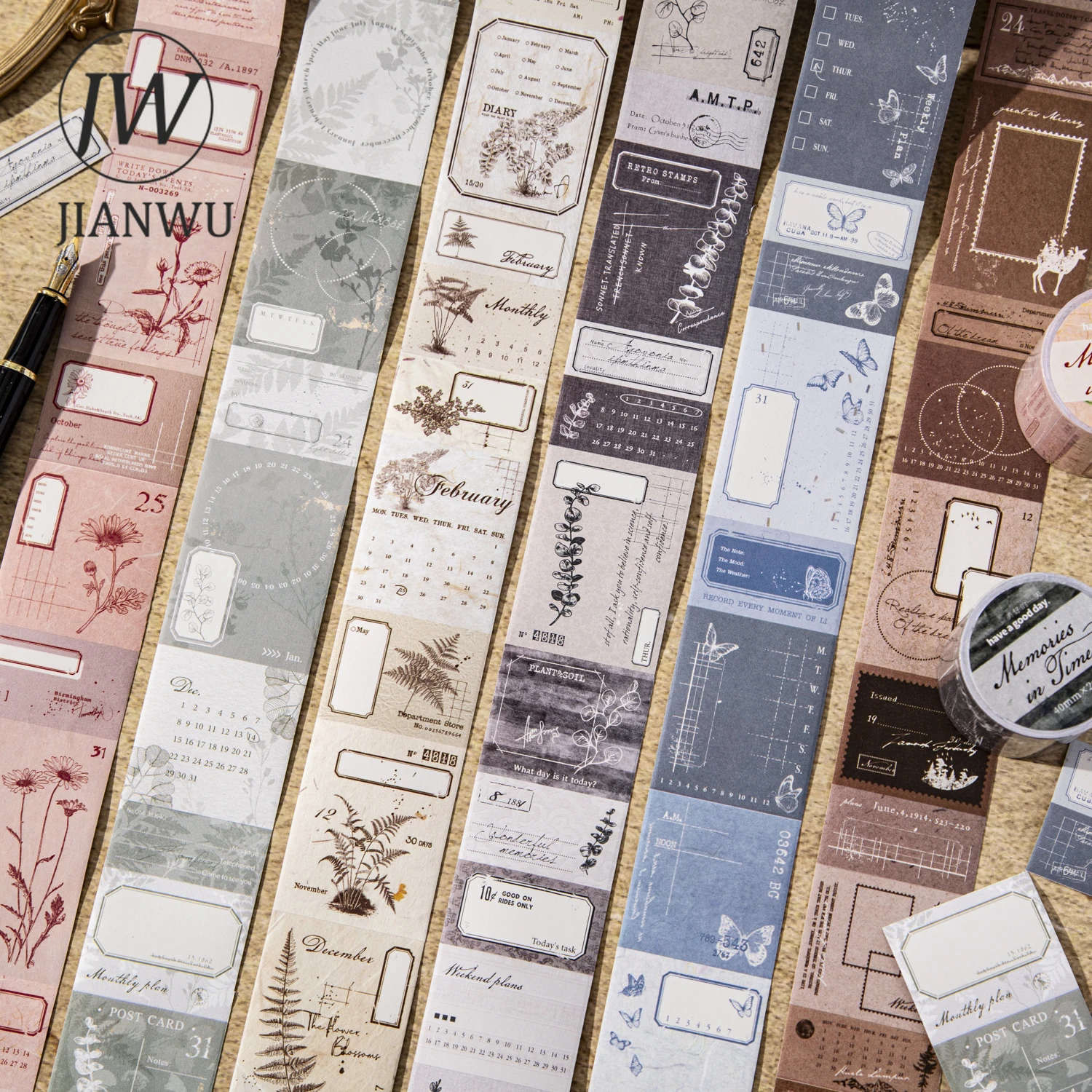 

JIANWU Memories in Time Series Vintage Plant Flower Label Landscape Material Collage Tape Creative DIY Journal Stationery