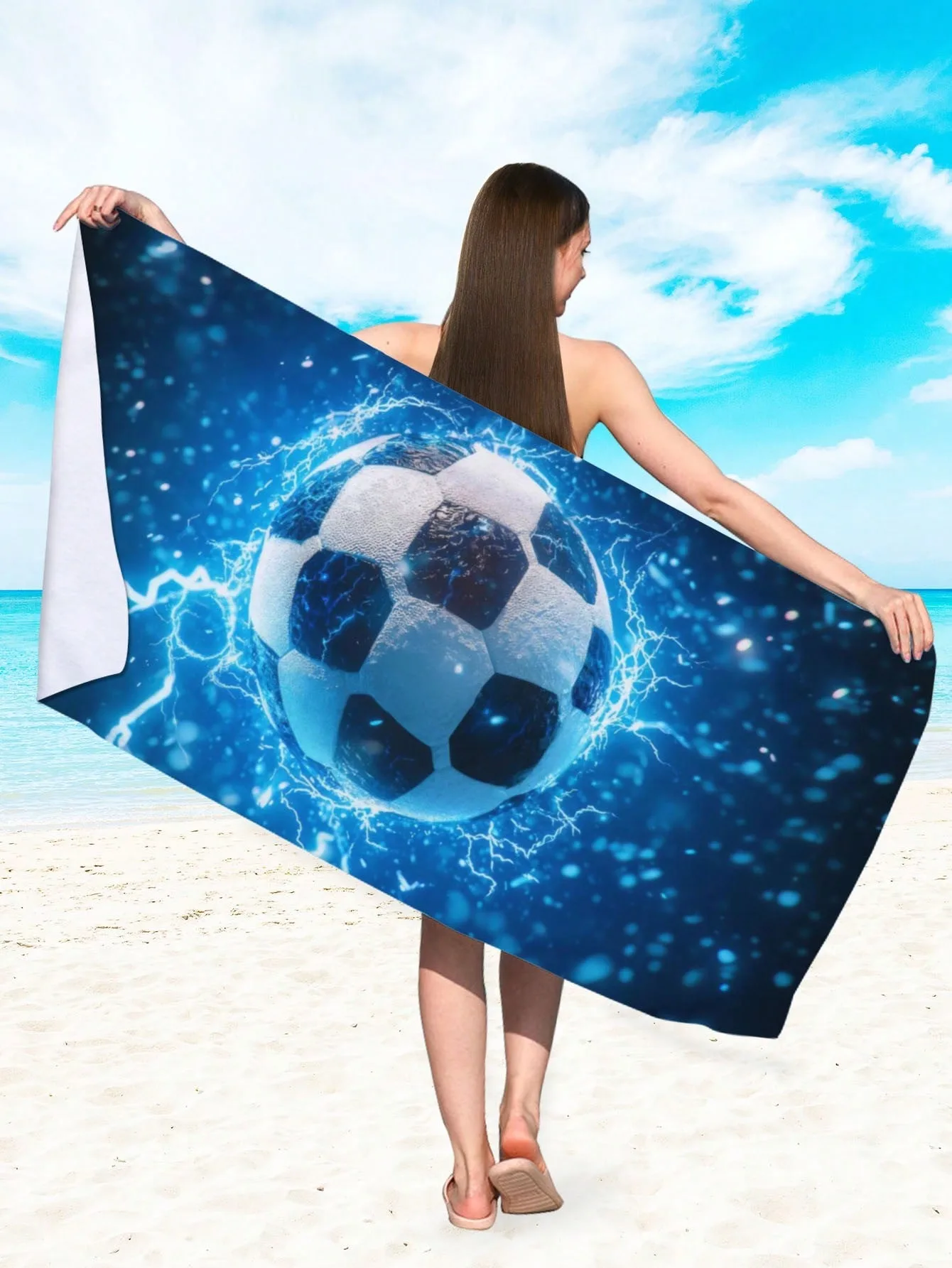 

Football Print Microfiber Absorbent Towel for Swimming Beach Travel Outdoor Sports Game Day Soccer Fan Gift Quick Dry