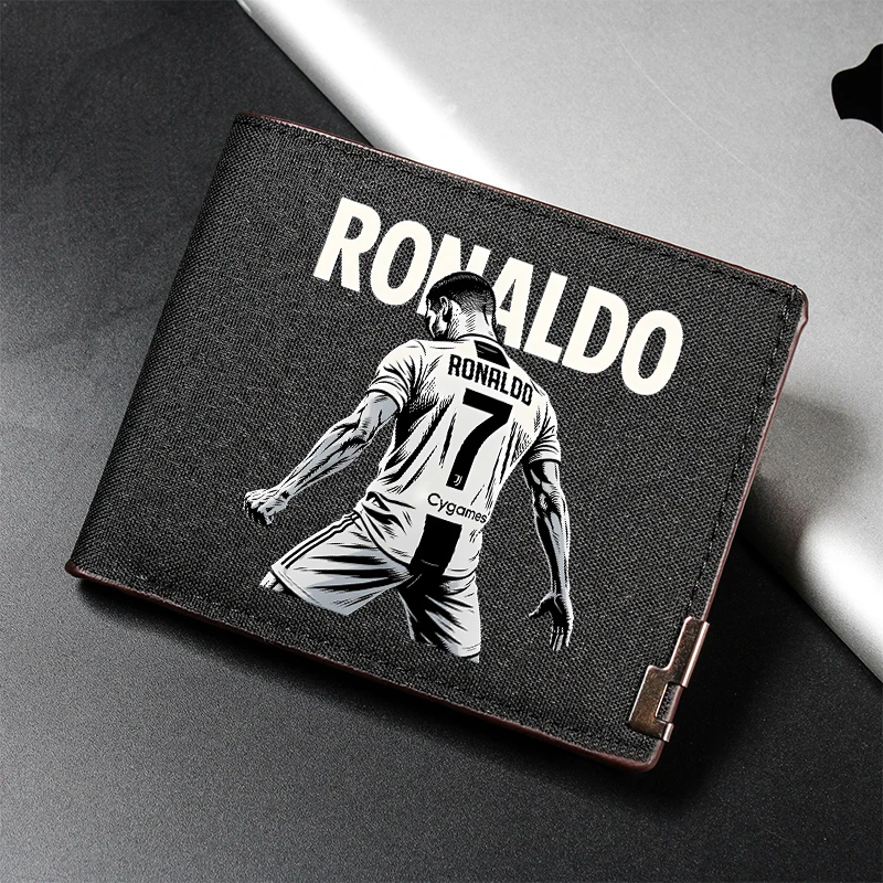 Portefeuilles de mode Cristiano Ronaldo CR7 pour hommes, sac à monnaie hip-hop à motif anime, porte-cartes de crédit portable pour les trajets quotidiens, cadeaux pour hommes.