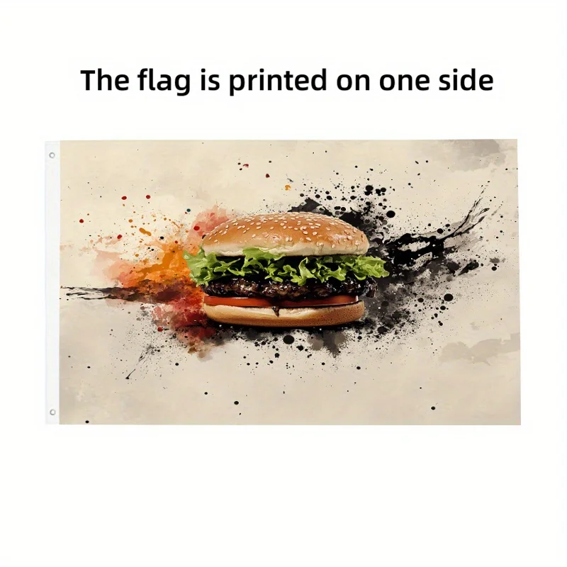 Vivid Hamburger Watercolor Art Polyester Garden Flag Outdoor Yard Decoration Banner