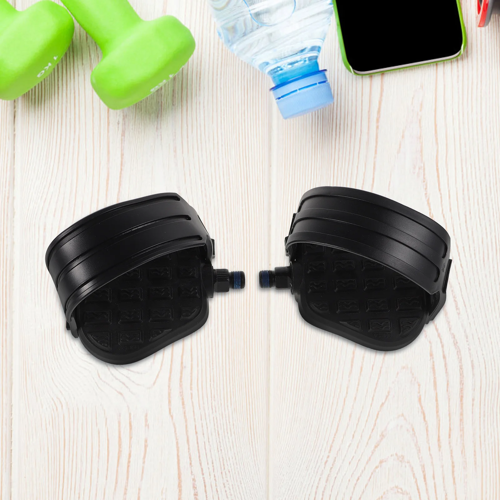 

1Pair Indoor Exercise Bike Pedals Replacement Cycling Accessories Pedal Set Fitness Trainer Adjustable Strap Pedals Non Slip