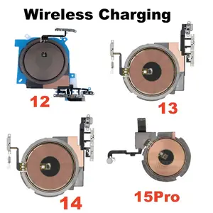 Bilashmart 1 Wireless Charging Coil Flash Volume Power Flex Cable iPhone 15 Plus 14 Pro Max 12 13 Panel Sticker WPC Pad Parts