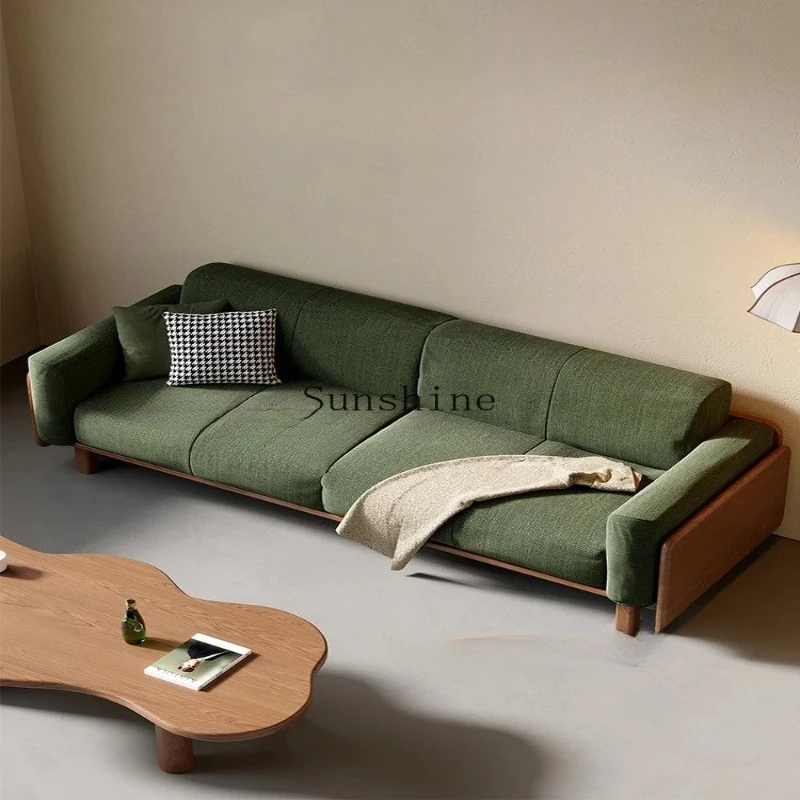 

Modern simple solid wood straight row fabric sofa office living room home high sense