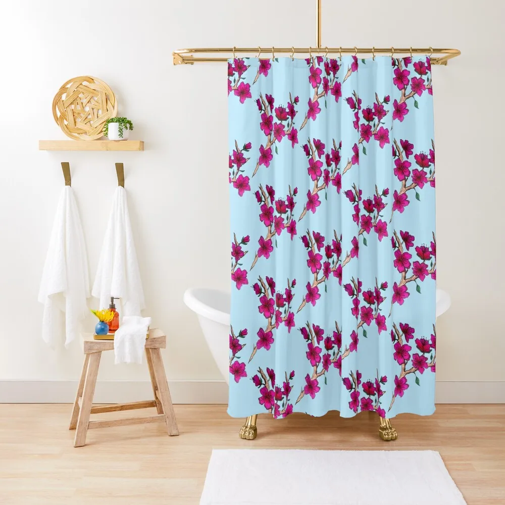 Cherry Blossom In Bloom Shower Curtain Anime Bathroom Waterproof Bath And Anti-Mold Curtain