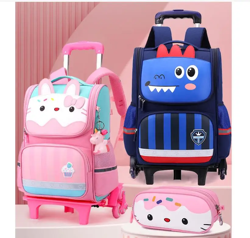 Kids Trolley Backpack For Girls Primary School Rolling Backpack for Boys School Bookbag with Wheels School Wheeled Backpack Bag