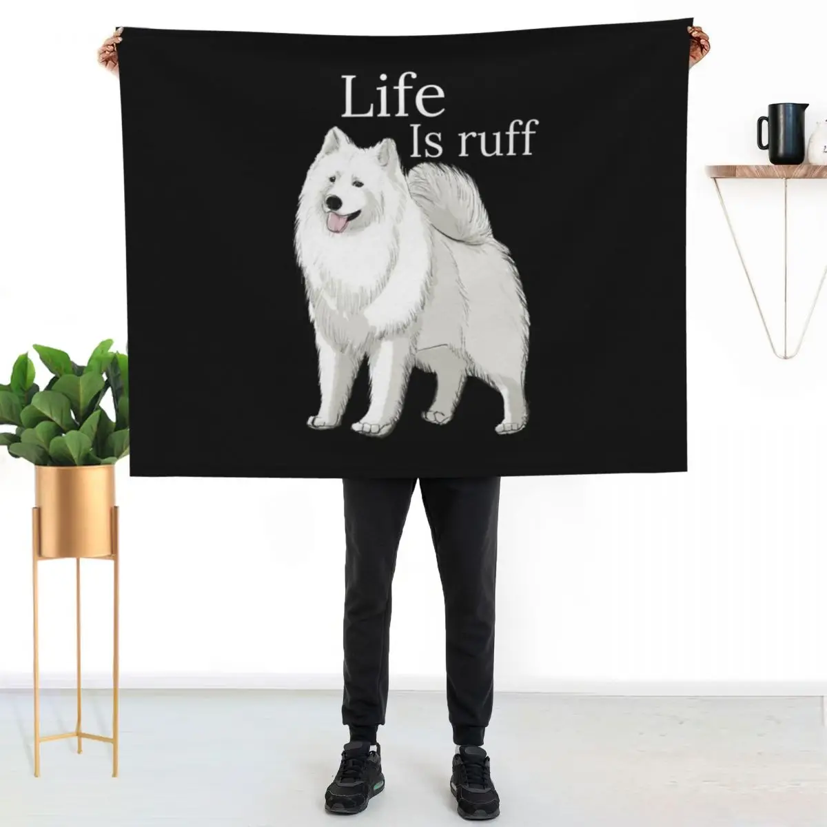 Samoyed Life Is Ruff Throw Blanket cosplay anime Decorative Sofa Decorative Beds Beautifuls Luxury Throw Vintage Blankets