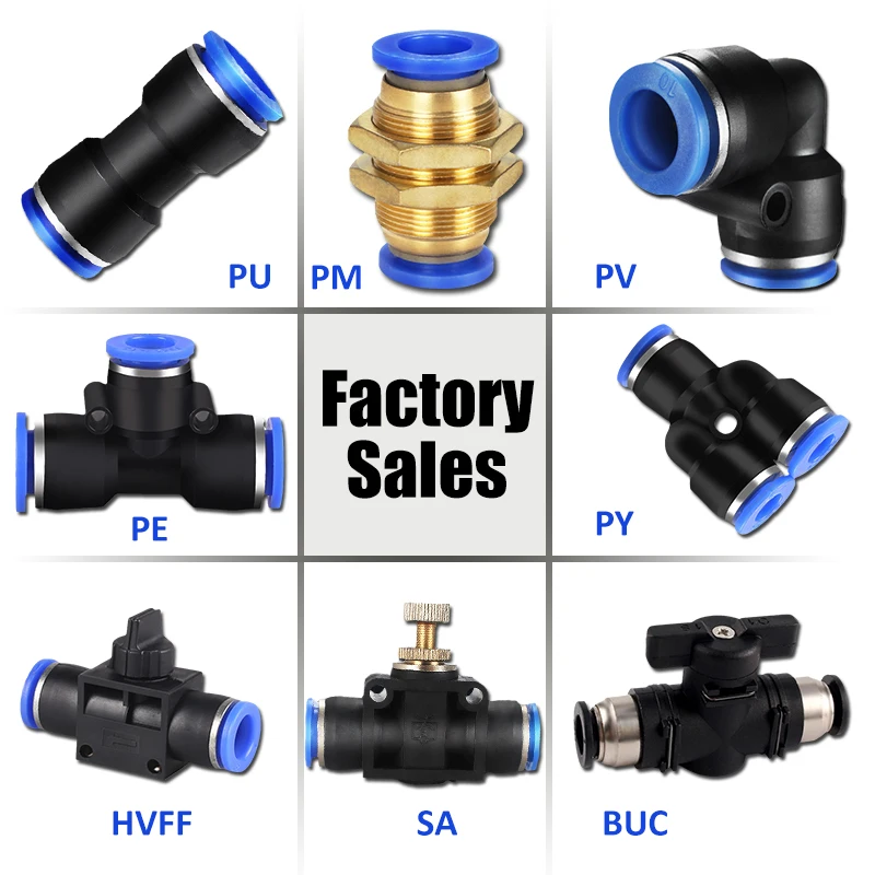 Pneumatic Fittings Pipe Connector Air Quick Release Coupling 4mm 6mm 8mm 10mm 12mm PU PE PV PY HVFF BUC Hose Fitting Connectors