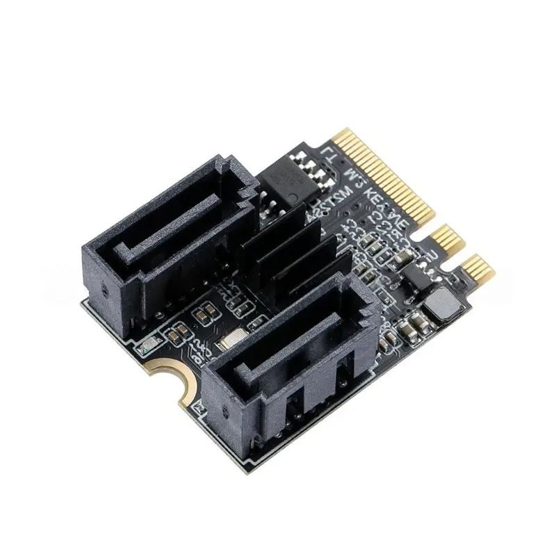 M.2 (A+E Key) To 2 Ports SATA3.0 6G Multiplier Free Driver For Motherboard SATA Hard Drive Expansion