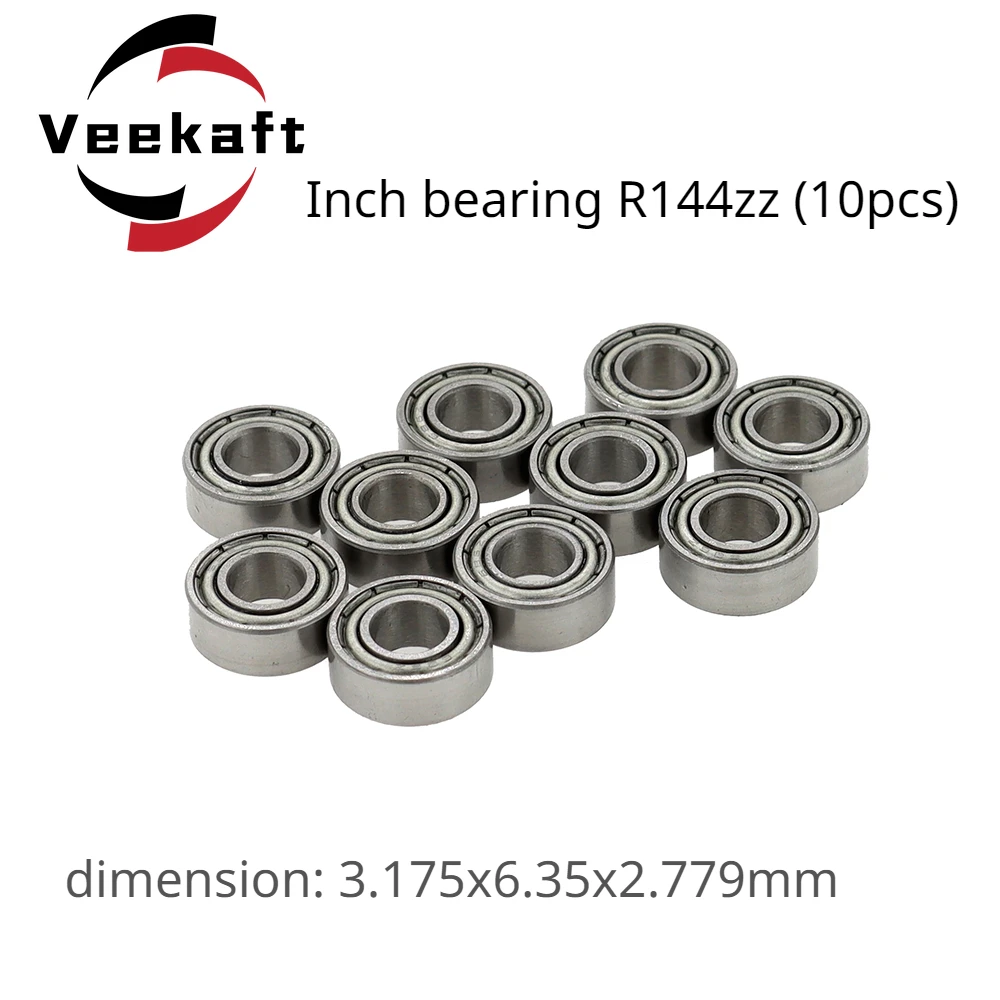 Veekaft  Inch Bearing R144zz10pcs. Dimension 3.175x6.35x2.779mm CNC Specialized Bearing