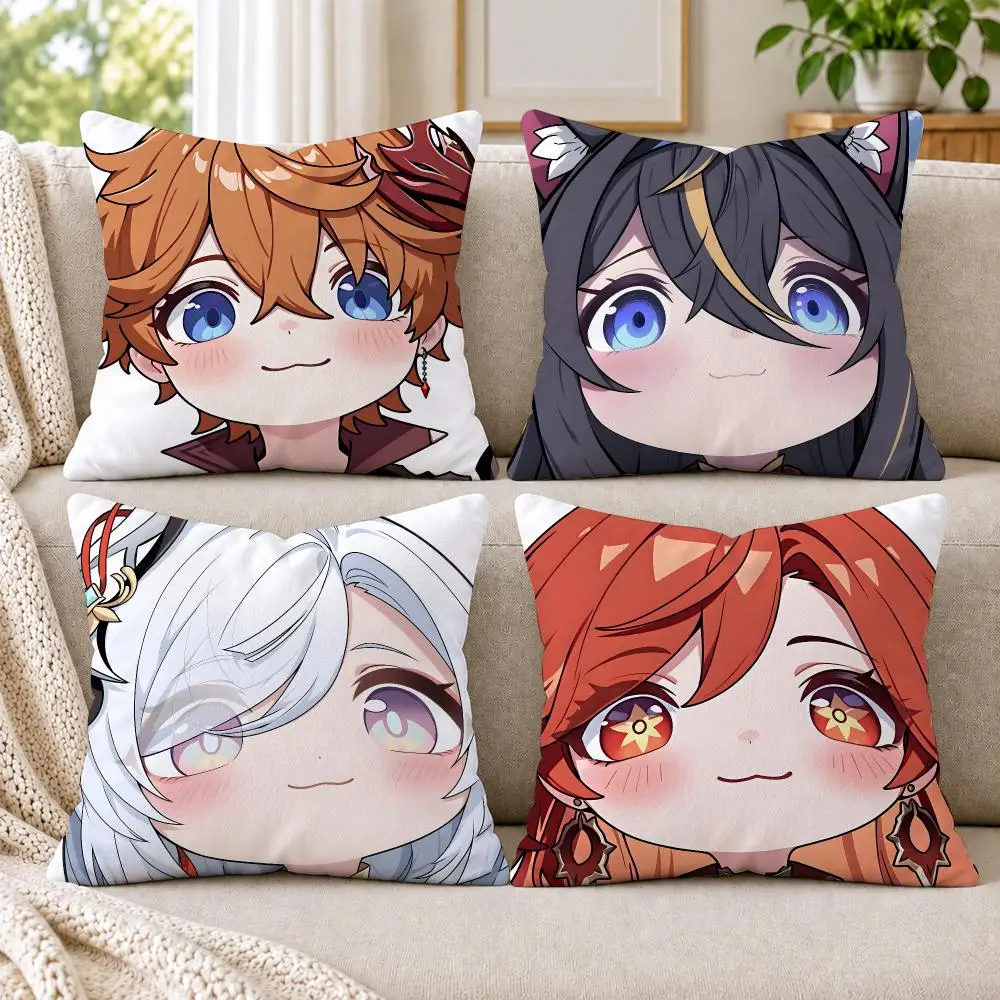 Dehya Shenhe Genshin Impact Cushion Cover Soft Short Plush Pillow Cases Hidden Zipper Cutecore Sofa Bedroom Home Decor Gift