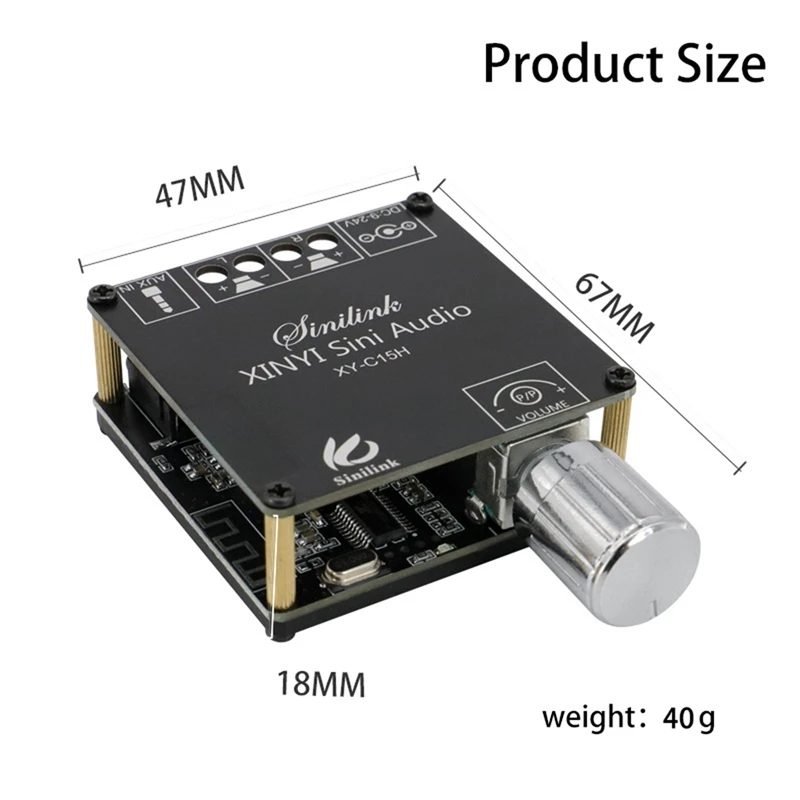 XY-C15H 20Wx2 Stereo Bluetooth Digital Power Amplifier Board Module Dual Channel 360 Degree Stepless Tuning Board