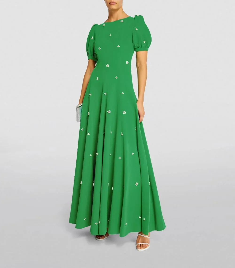 ミラグリーン バックレス プロムドレス 半袖 Aライン デカール カスタマイズ フォーマル イブニング フロアレングス Oネック ベスティドス デ ガラ 2025