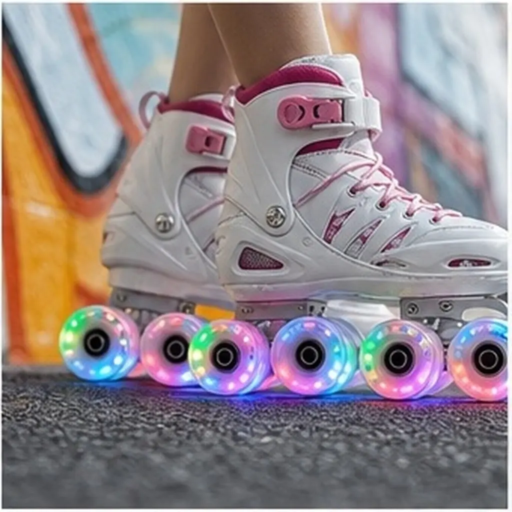 2Pcs Bright Glowing Roller Skate Wheels PU Light Up Wheels for Street Sidewalk Skating Extra Grippy Skating Wheel Replacement