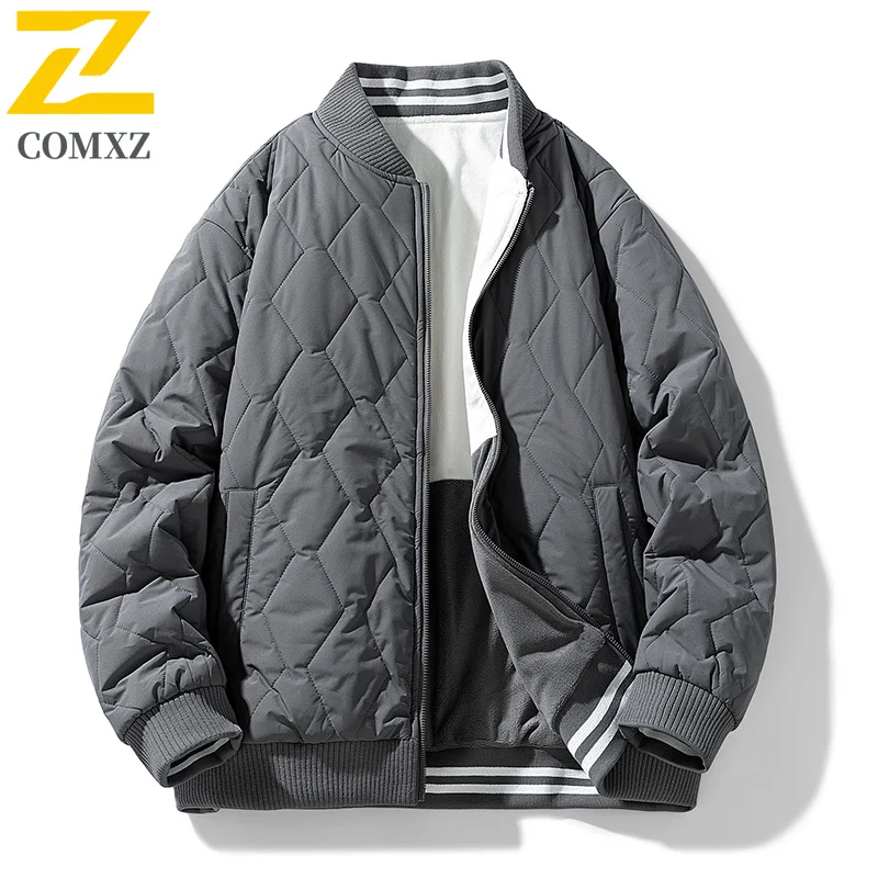 سترة قطن رجالية 2025 جديدة على الوجهين سميكة مقاومة البرد الدافئة البيسبول طوق سترة الملابس الشتوية في الهواء الطلق سترة قطن #2