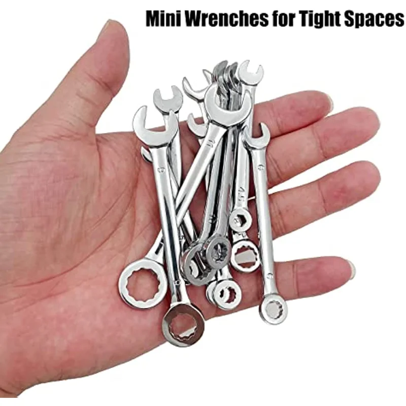 10pcs Mini Wrenches Set Portable Key Ring Spanner Explosion-proof Pocket British/Metric Type