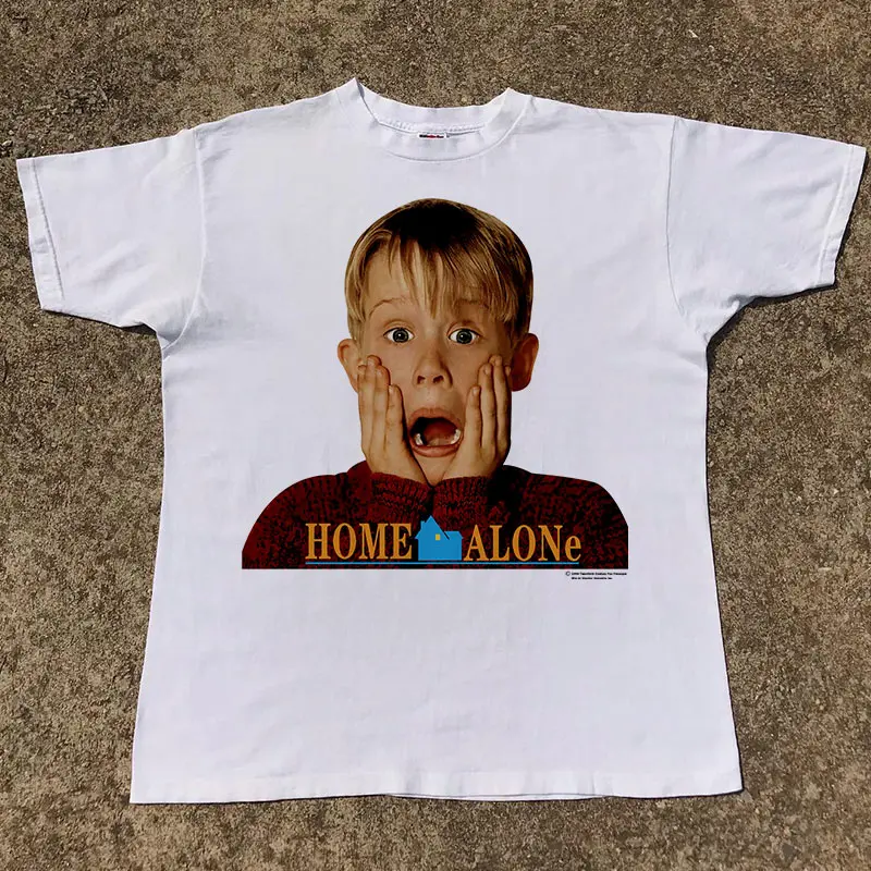 2024 Fashion Europe and The United States Classic Home Alone Macaulay Culkin Movie Retro Trend Short-sleeved T-shirt