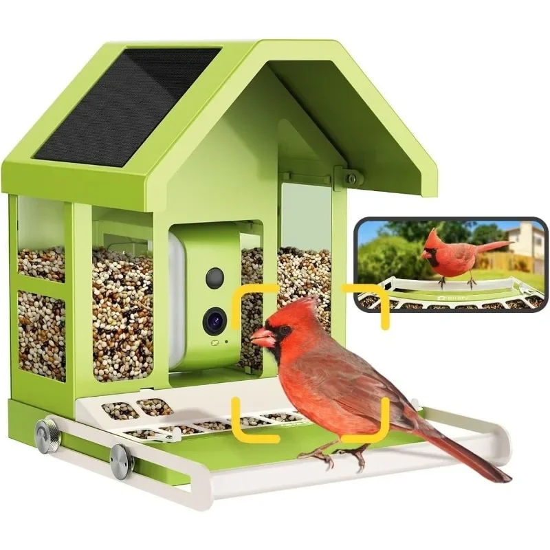 2025 Smart Bird Feeder with Camera, Durable Metal Bird Feeders for Outdoors, AI Identify Bird Species, Instant Alerts, Auto-Re
