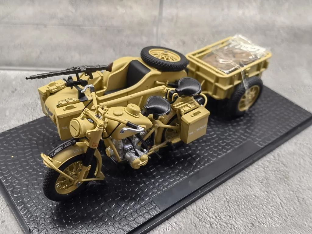 

1/24 New Arrival Special Price Diecast Metal German Army R75 Sidecar Motorcycle Model Furniture Display Collection Toys