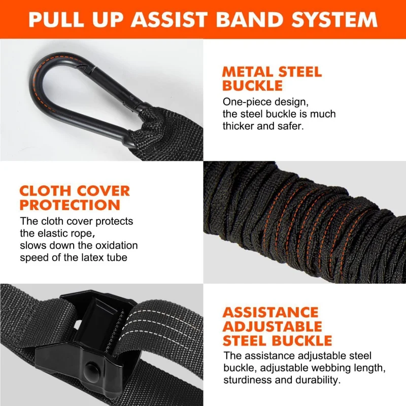 Pull-up power with auxiliary strap trainer elastic rope pull bar fitness indoor home pull-up booster stripe auxiliary band latex