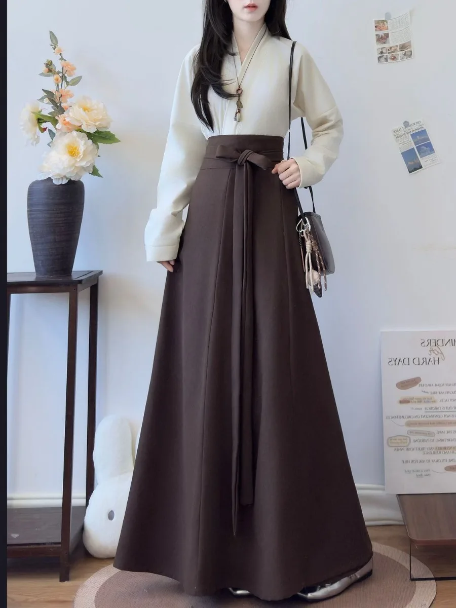 Ladies Modified Tang Dynasty Hanfu Suit, Original One-piece Eight-panel Skirt, Oriental Attire Improved Daily Outfit