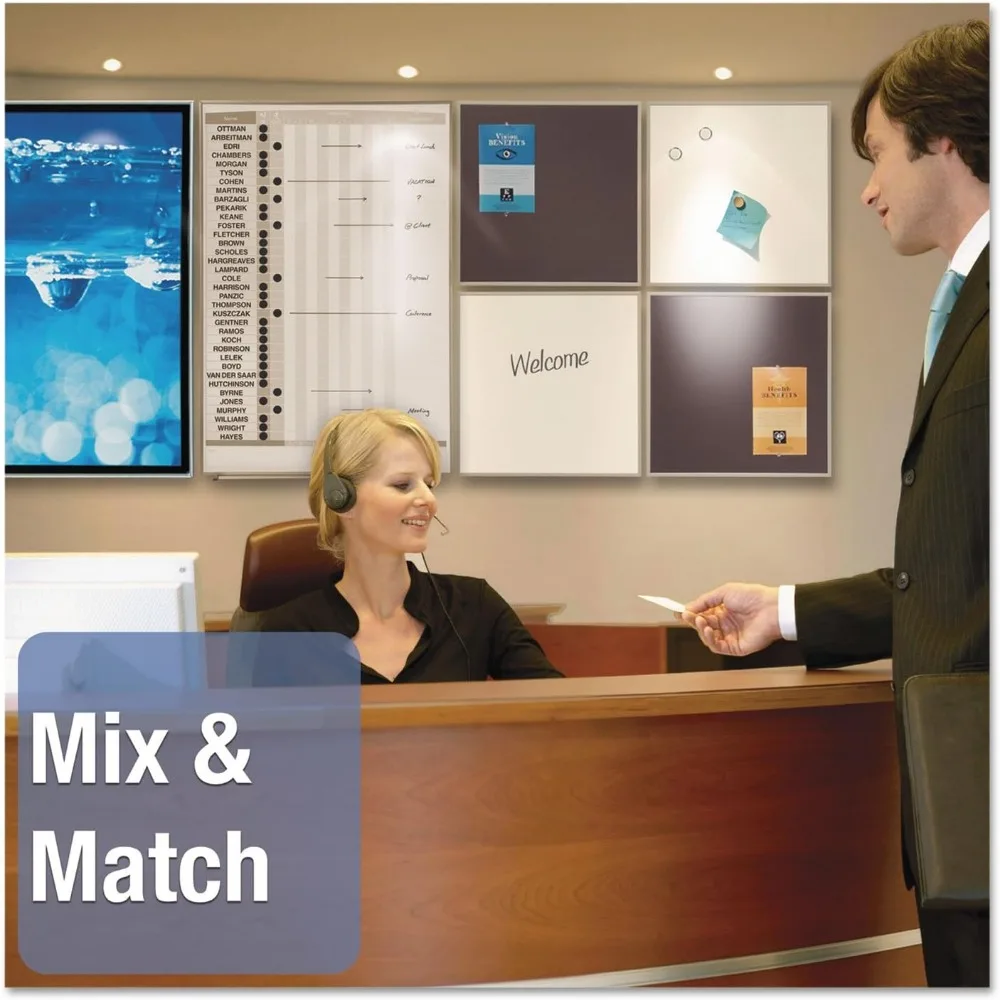 Ensemble de tableau blanc magnétique modulaire, 34 x 23, avec plateau et marqueur, cadre argenté