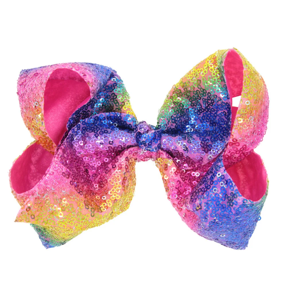 7 inch Big Large Sequin Grosgrain Ribbon Hair Bow Alligator Clips Barrette Bowknot Headwear Children Girls Hair Accessories