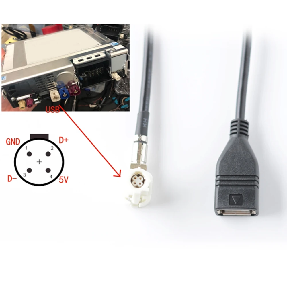 4 دبوس كابل فيديو USB كابل فيديو CIC الأسلاك تسخير أسود راديو السيارة موصل تركيب سريع 100 سنتيمتر طول الخط #2
