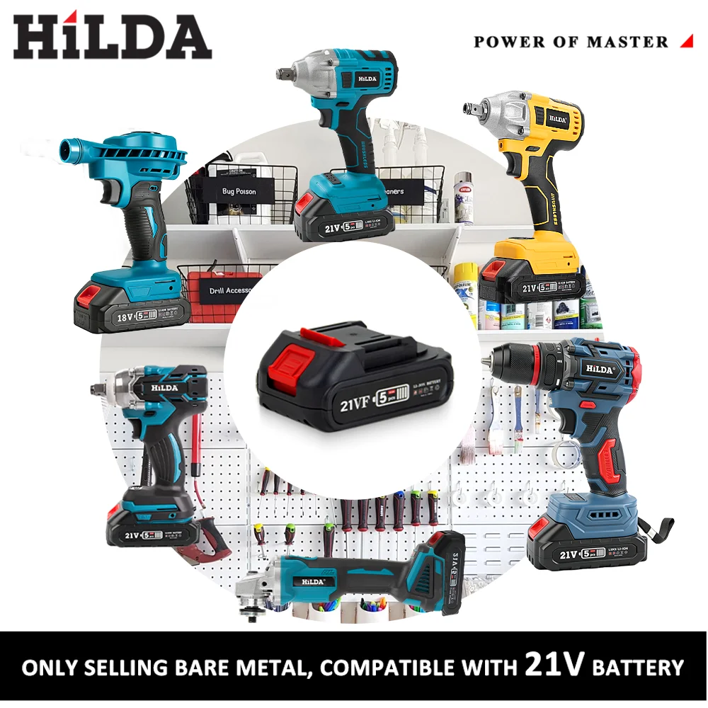 HILDA Power Tools Cordless Drill/Impact Wrench/Angle Grinder Electric Tool for Home Improvement DIY or Repair For Makita Battery