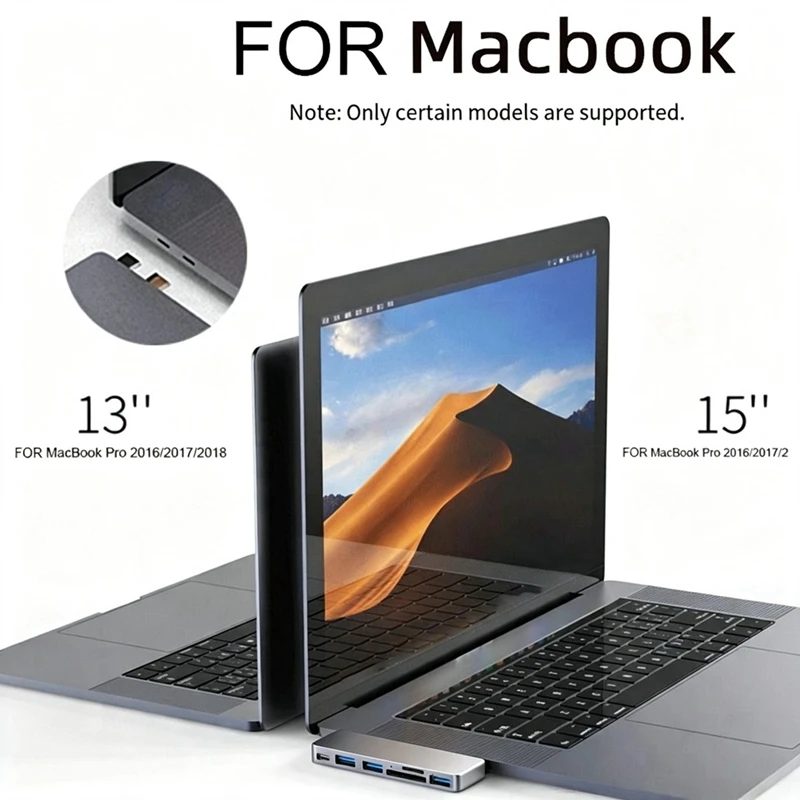 DT23 6IN1 USB C Hub to 4K Adapter for Thunderbolt 3 Type-C with PD 100W for SD TF Card Reader