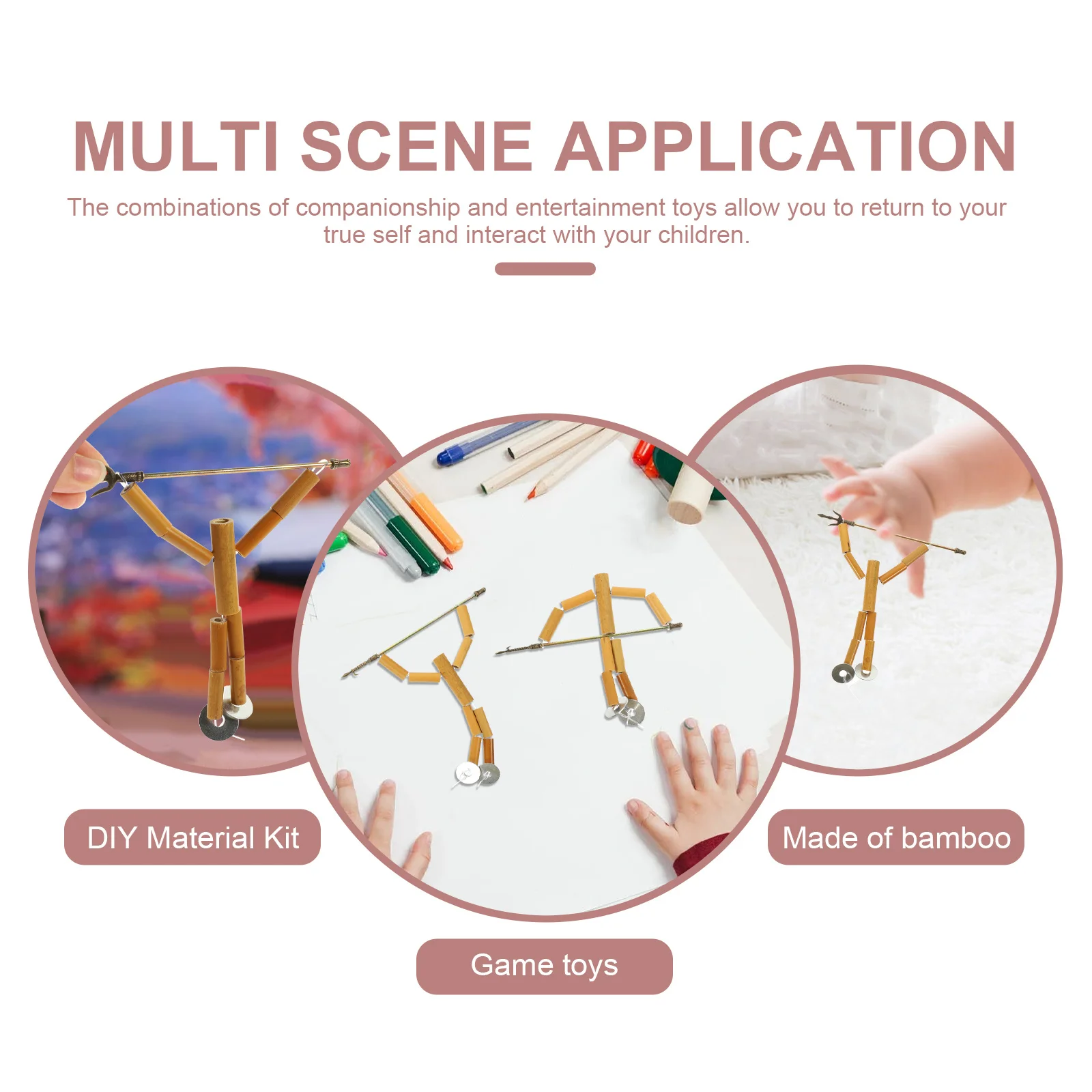 竹人形DIY素材セット2個入り 子供向け手作り用品 家族向け社交活動ギフト DIYキット 手作り人形キット