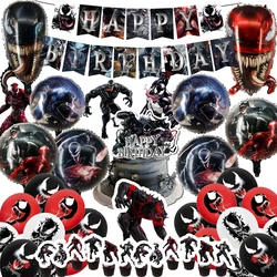 Hot movie Venom The Last Dance Birthday Party dinnerware Banner Cake Disposable Hanging Flag Venom Balloons Birthday Decoration