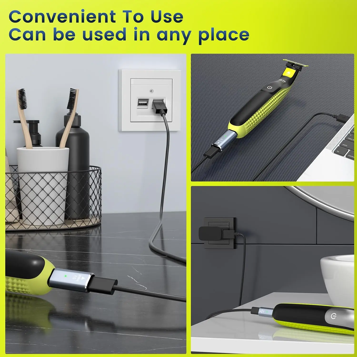 LISI 5V Type-C Shaver Adapter Charging Converter for Philips One Blade QP2724 QP2834 QP4530 QP1924 QP1324 Electric Shaver