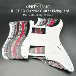 Multicolor 3 Ply 11 Holes HH Two Humbucker Guitar Pickguard Anti-Scratch Plate for ST FD Electric Guitar