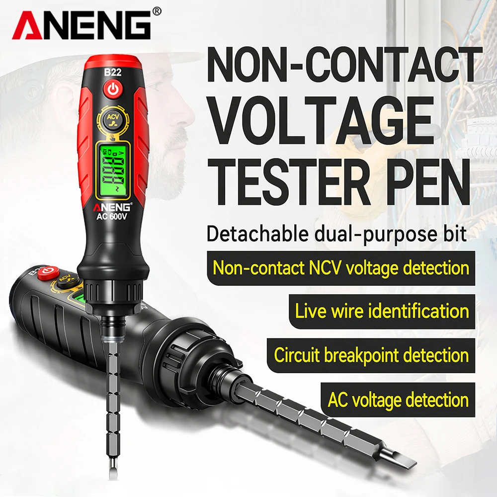 ANENG B22 Smart Digital Display Ratchet Voltage Tester Screwdriver  Multifunctional Rechargeable Continuity Voltage Testing Tool