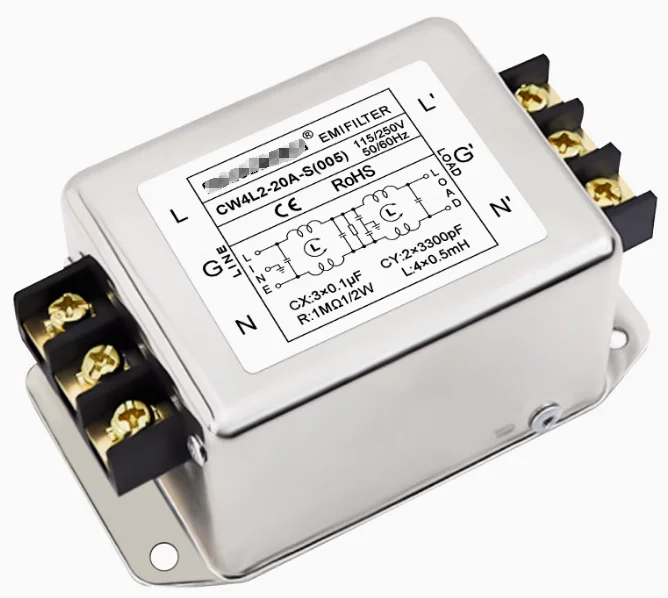 Single phase power filter CW4L2-20A-S (005) 3A to 35A terminal 220v AC EMI power anti-interference harmonic purifier