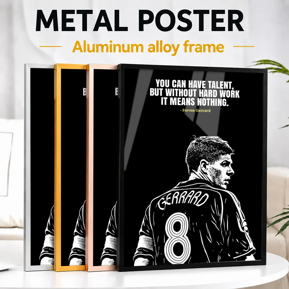 Steven Gerrard Quote Framed Metal Print Customized Photo Bold Typography Style Wall Art For Home Gym Thoughtful Supporter Gift