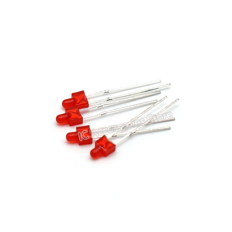 80pcs Red light 2MM F2 short flat head LED light-emitting diode highlight lamp beads pacifier type short foot