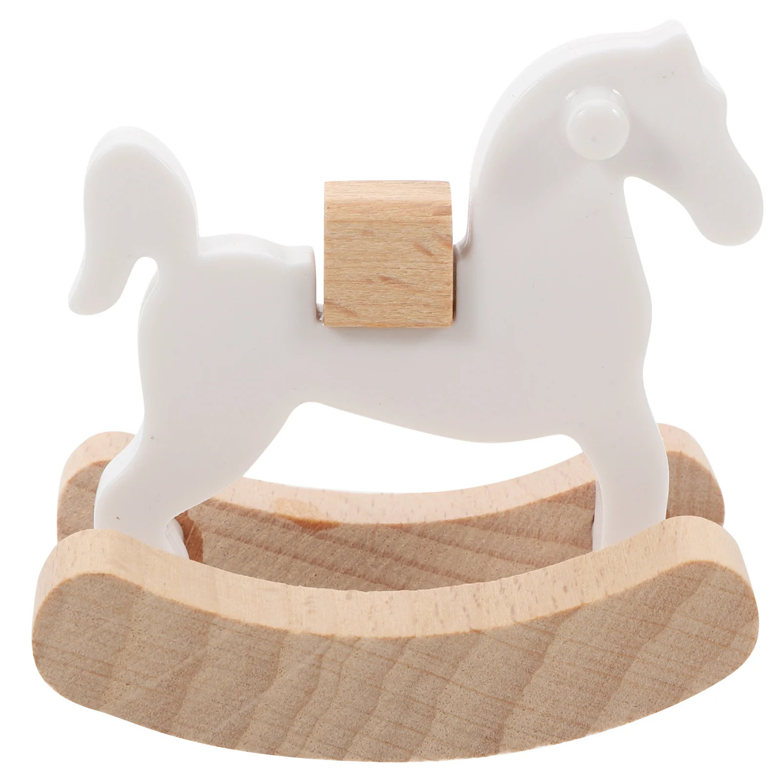 

Small Wooden Horse Miniature Furniture House Model Desktop Toy Rocking Wood Pp Baby Dolls