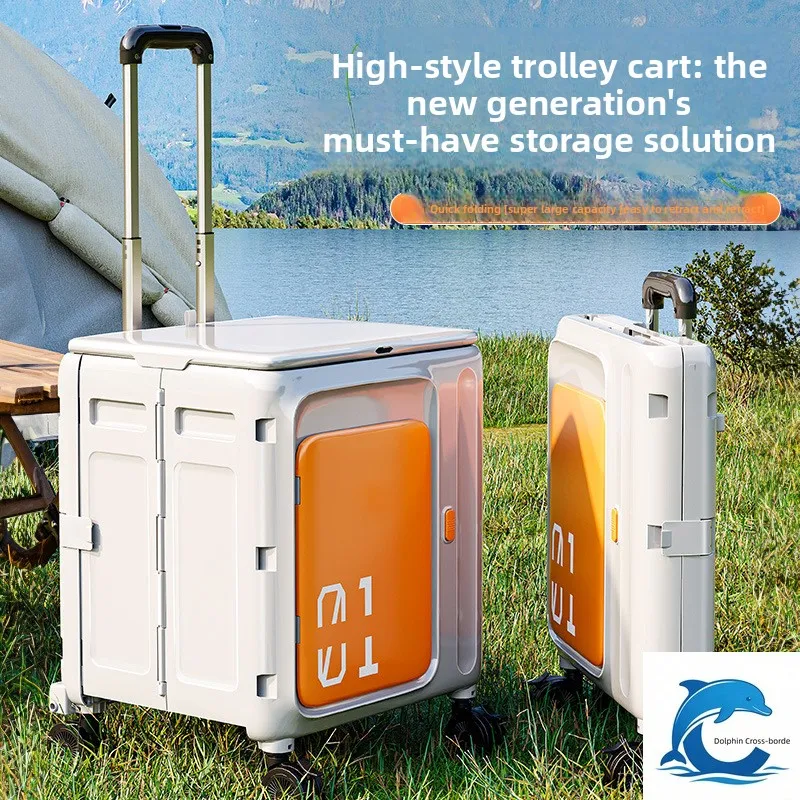 Folding Heavy‑Duty Camping Wagon Cart, Collapsible Utility Trolley with All‑Terrain Wheels for Picnic Stall Home Shopping