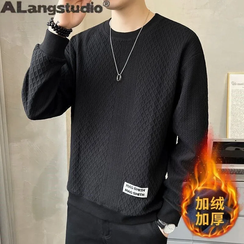Fashion Autumn Winter Oneck Solid Pullover for Men Casual Versatile Thin Wool Sweater Long Sleeves 2024 New Knitted Sweater Men