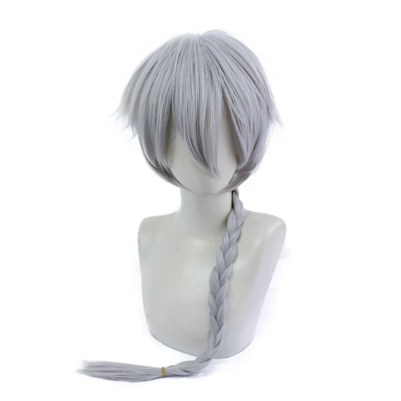 Szara Peruka z Długimi Włosami w Stylu Wenge, Unisex, Peruka Cosplay Anime Gogol, Modna, Wyrazista, na Festiwal, Imprezę, do Codziennego Noszenia, Pełna Peruka