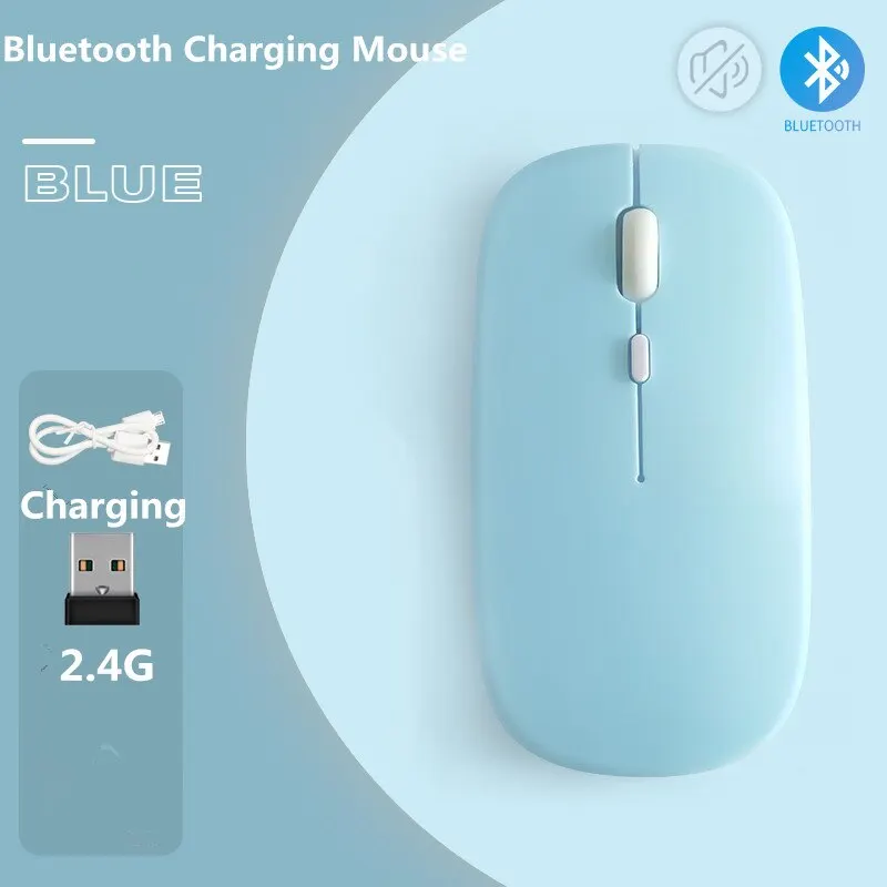 Macaron Rechargeable Wireless Bluetooth Mouse 2.4G USB Mice For Android Windows Tablet Laptop Notebook PC For IPAD Mobile