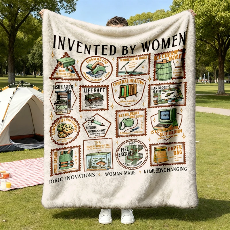Invented By Women Comfy Blanket, Scientist Flannel Blanket, Women In Science Flannel Throw, History Feminist Gift