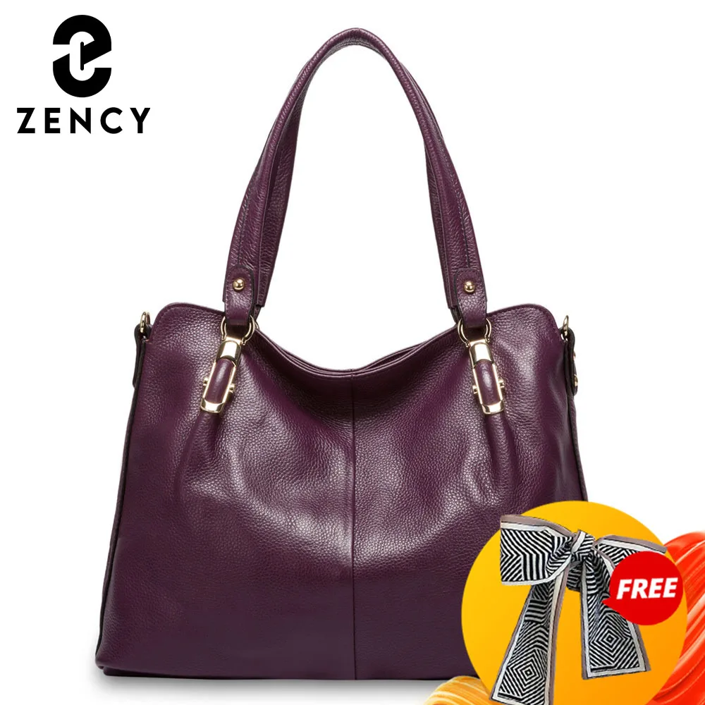 Zency Women Shoulder Bag 100% Genuine Leather Handbag Casual Tote Hobos Purse Charm Lady Crossbody Messenger Bags Designer Bag