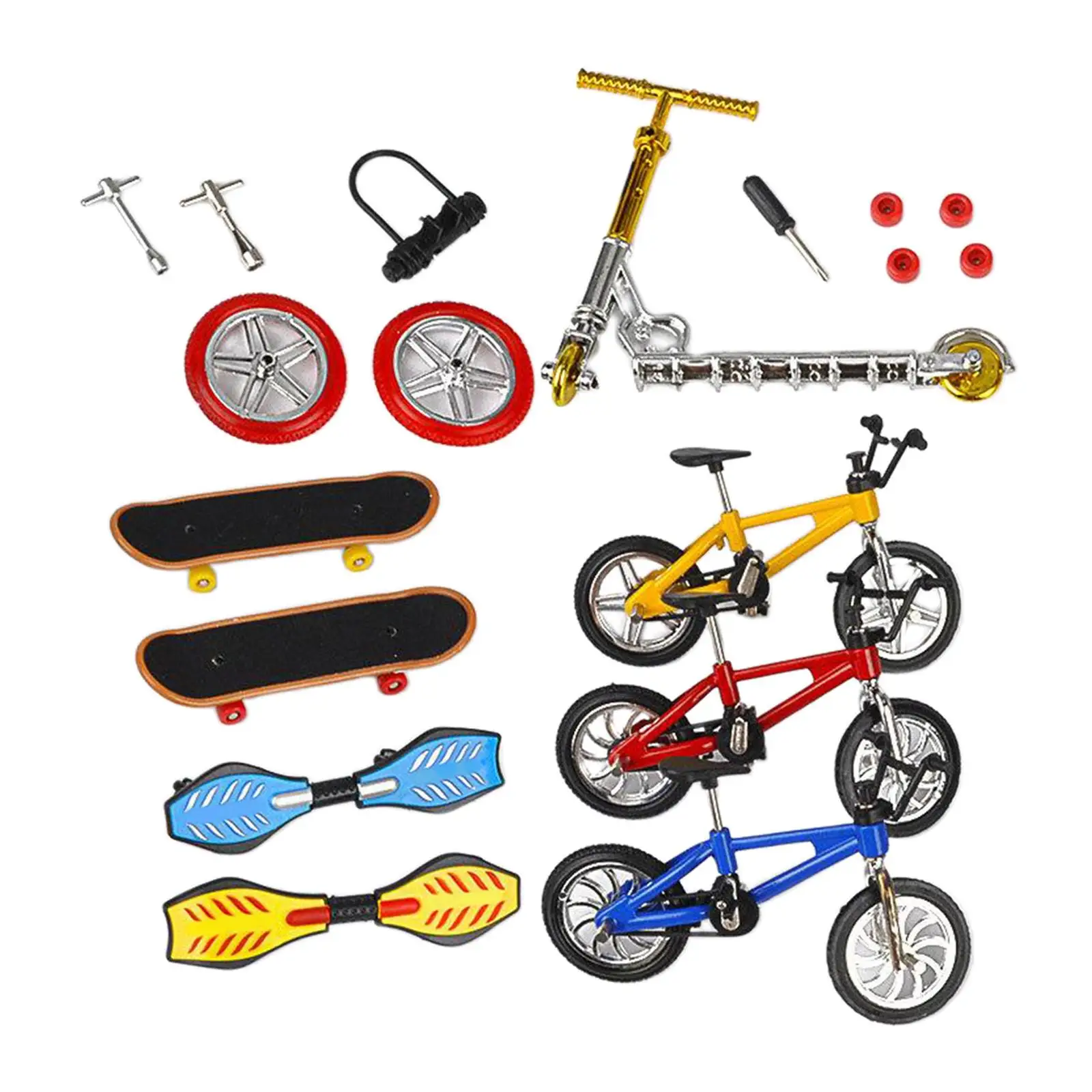 Alloy and Plastic Set 1:18 Skateboard Bike Scooter with Accessories
