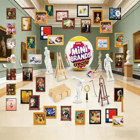 Zuru Mini Brands Série Master Painting 5 Brinquedos de Quebra-Cabeça em Miniatura Surpresa Coleção de Ornamentos de Cenas de Pinturas Famosas DIY